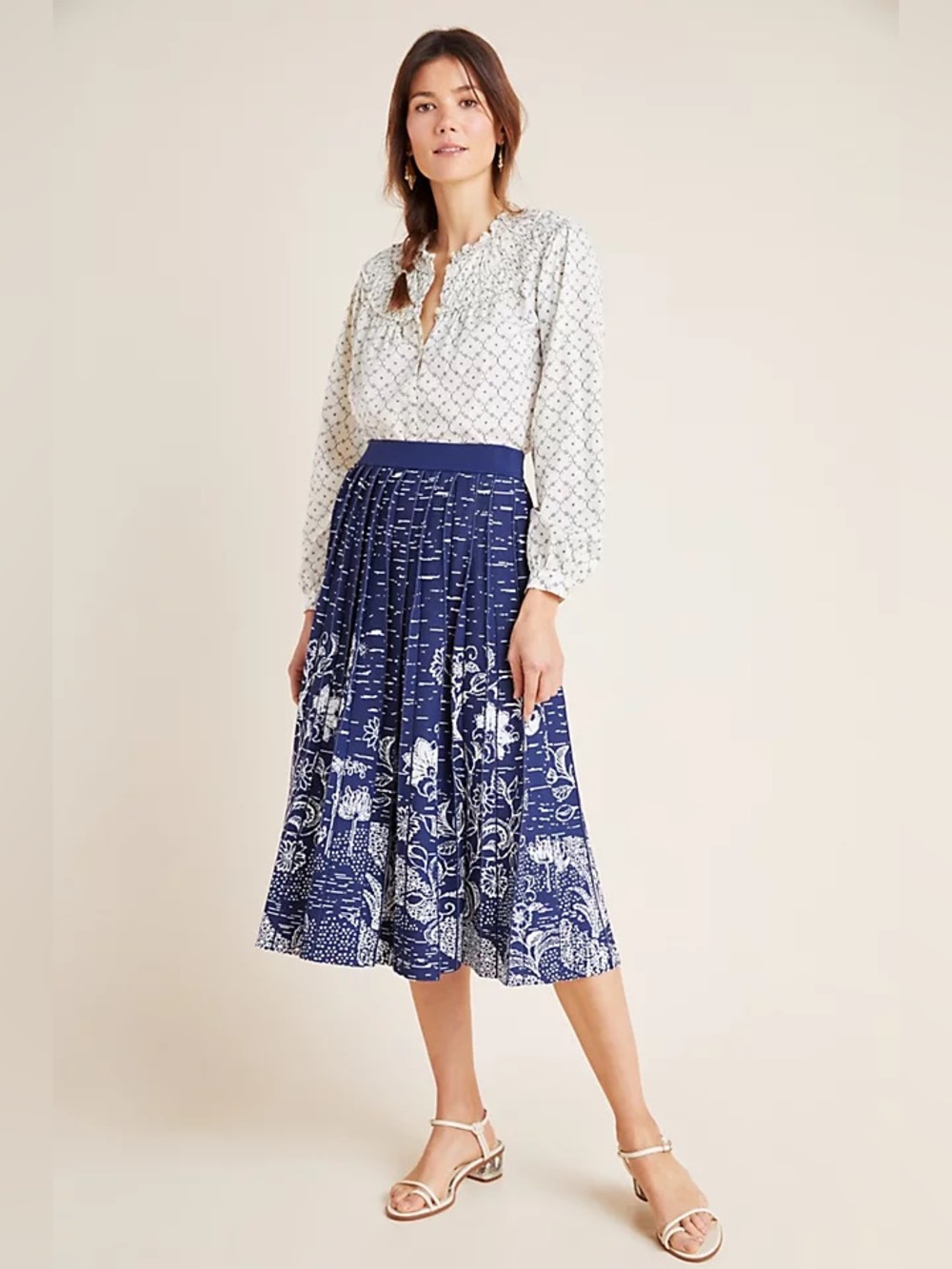 Anthropologie Haven Pleated Knit Midi Skirt